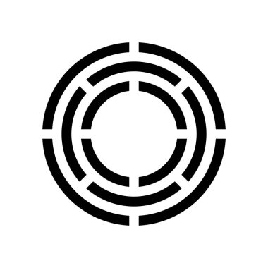 Siyah Soyut Yuvarlak Labirent Beyaz Arkaplan Üzerinde Şekil Simge