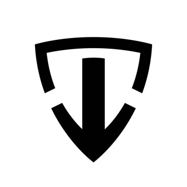 Beyaz bir arkaplanda Siyah Soyut Kalkan Yüzü Ok Simgesi Şeklinde