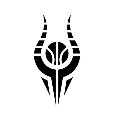 Siyah Soyut Çizgili Totem Beyaz Arkaplanda Simge Şeklinde