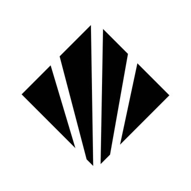 Beyaz Arkaplanda Siyah Çizgili Soyut Elmas Kare Simgesi