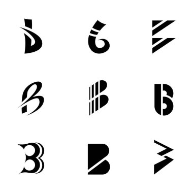 Beyaz Arkaplanda Siyah Soyut Harf B Simgeleri