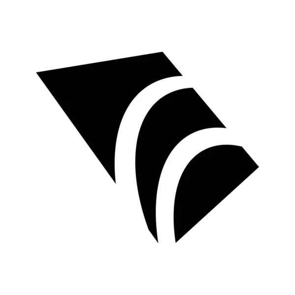 ブラックアブストラクトアーチ ホワイトバックグラウンドの視点で正方形のアイコン — ストックベクタ