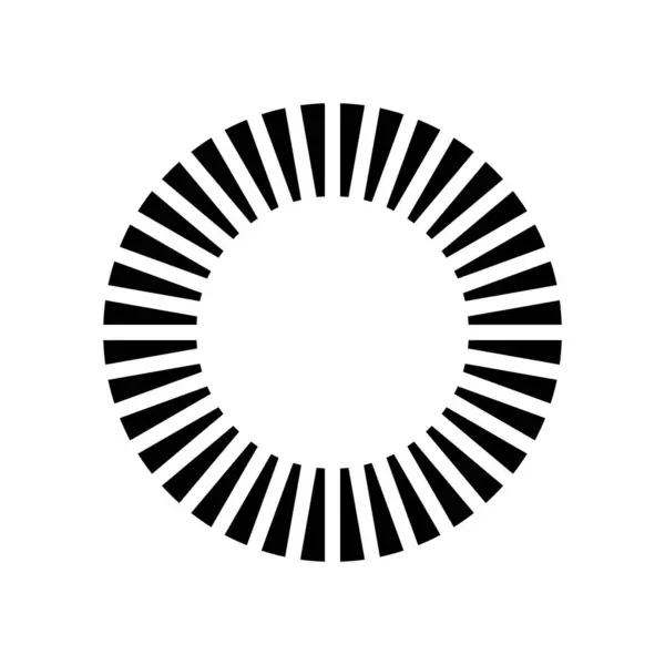 Schwarze Abstrakte Kreisförmige Ikone Mit Dünnen Rechtecken Auf Weißem Hintergrund — Stockvektor