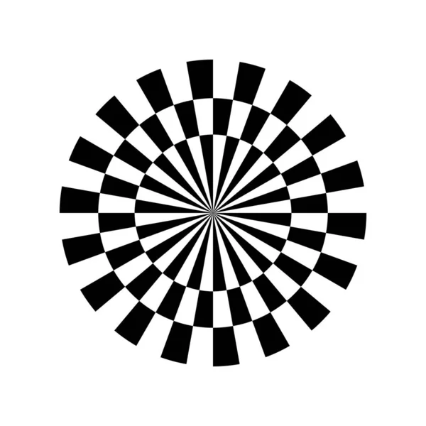 Schwarzes Abstraktes Kreisförmiges Optisches Illusionsicon Auf Weißem Hintergrund — Stockvektor