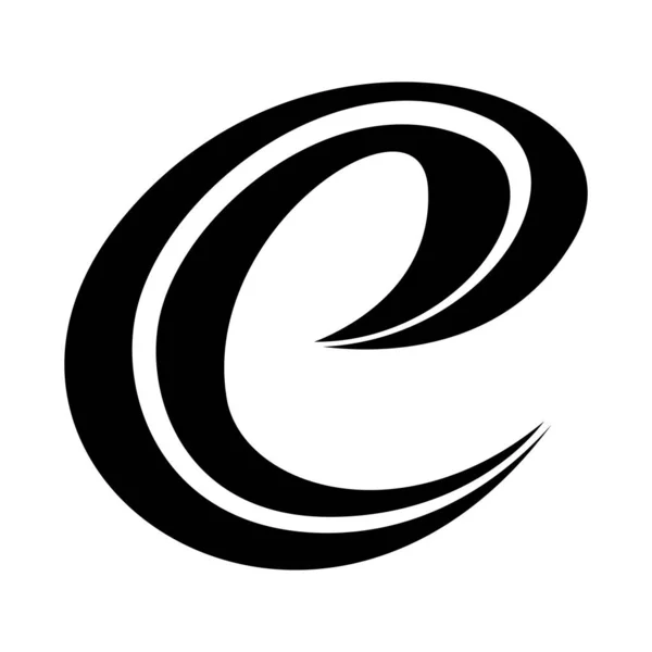 白色背景上的黑色卷曲明暗字母E图标 — 图库矢量图片