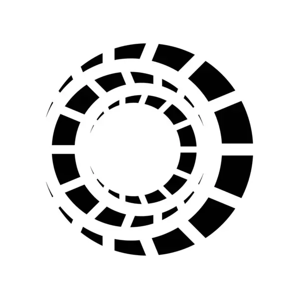 Schwarze Abstrakte Zahnrad Ikone Mit Verschachtelten Halbmondformen Auf Weißem Hintergrund — Stockvektor