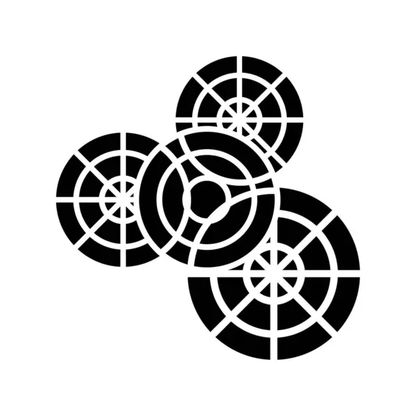 Abstraktes Schwarzes Symbol Mit Überlappenden Kreisen Auf Weißem Hintergrund — Stockvektor