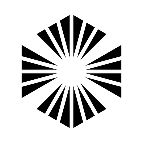 Icono Cruz Forma Hexágono Abstracto Negro Con Rayas Triangulares Sobre — Vector de stock