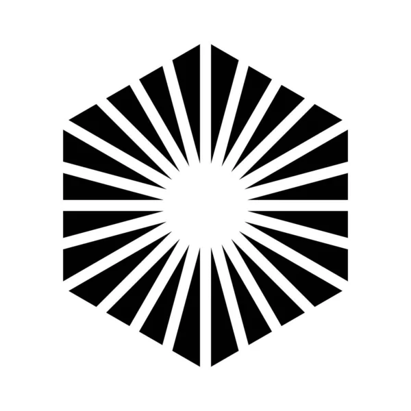 Schwarze Abstrakte Ikone Sechseckform Mit Dreieckigen Streifen Auf Weißem Hintergrund — Stockvektor
