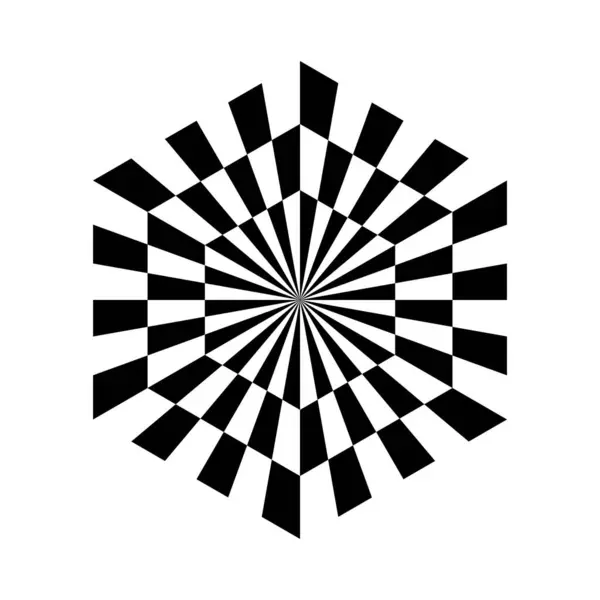 Icono Ilusión Óptica Forma Hexágono Abstracto Negro Sobre Fondo Blanco — Vector de stock