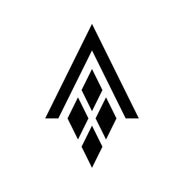 黒い抽象的な手紙 白い背景に4つのダイヤモンドが付いているアイコン — ストックベクタ