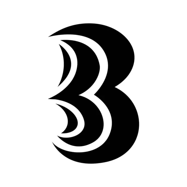 Negro Abstracto Número Forma Letra Icono Sobre Fondo Blanco — Vector de stock