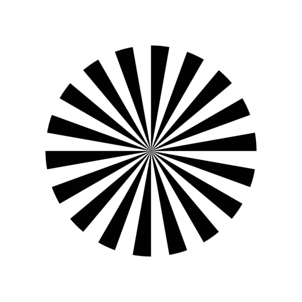 Schwarze Abstrakte Runde Ikone Mit Dreieckigen Streifen Auf Weißem Hintergrund — Stockvektor