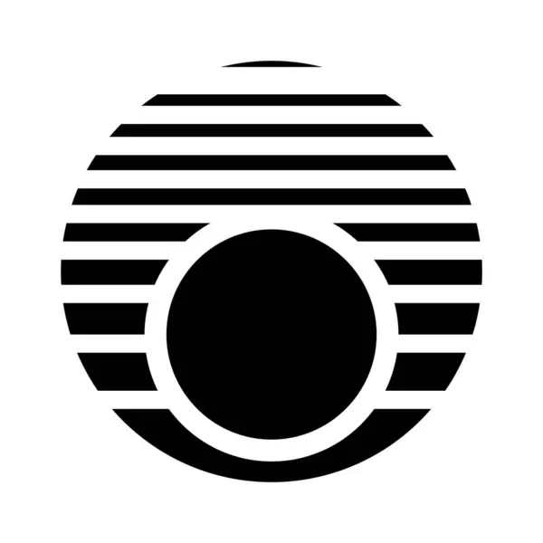 Μαύρο Αφηρημένο Στρογγυλό Ριγέ Εικονίδιο Ηλιοβασιλέματος Λευκό Φόντο — Διανυσματικό Αρχείο