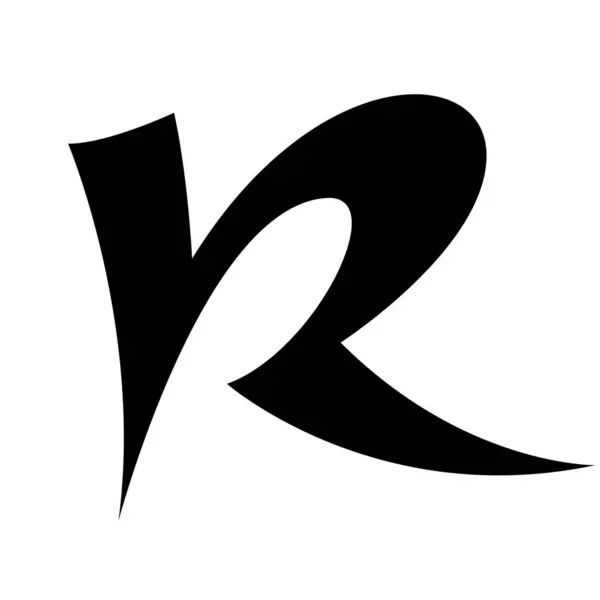 白色背景上的黑色抽象曲线字母R图标 — 图库矢量图片