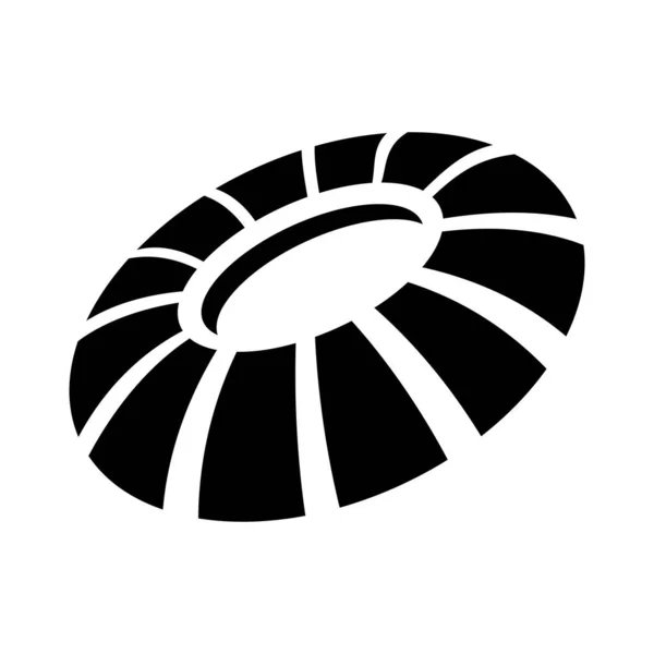 黒い抽象的なストライプされた白い背景の視点で円形のアイコン — ストックベクタ