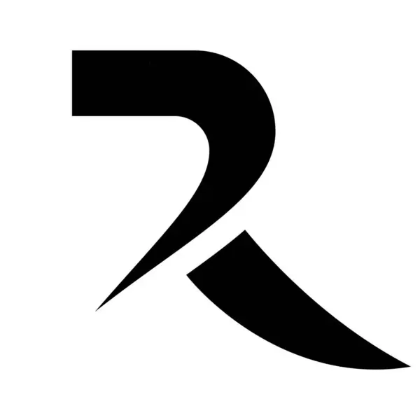 黒い抽象的なアッパーケースのナイフは白い背景の手紙Rアイコンを形づけました — ストックベクタ