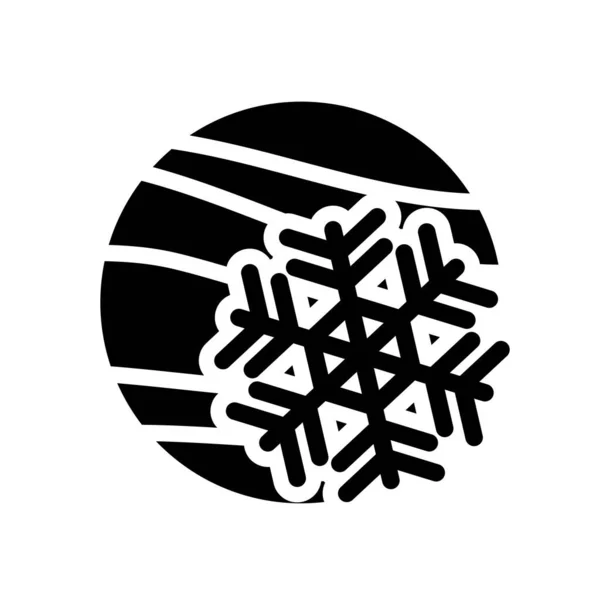 Icône Abstraite Noire Flocon Neige Sur Cercle Rayé Sur Fond — Image vectorielle