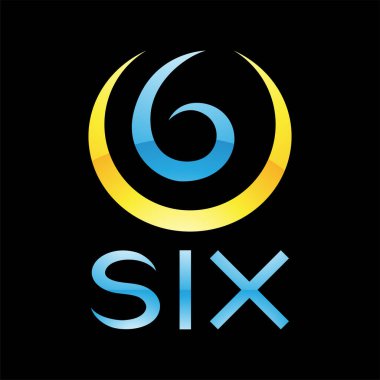 Siyah Arkaplanda Renkli Parlak 6 Numaralı Simge - Simge 1