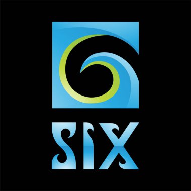 Siyah Arkaplanda Renkli Parlak 6 Numaralı Simge - Simge 5