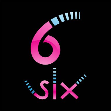 Siyah Arkaplanda Renkli Parlak 6 Numaralı Simge - Simge 7