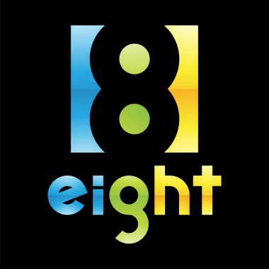 Siyah Arkaplanda Renkli Parlak 8 Numaralı Simge - Simge 1