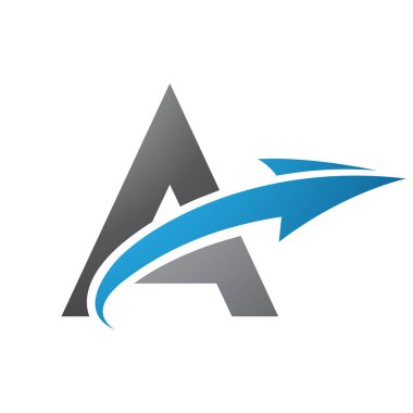 Mavi ve Siyah Büyük Harf Beyaz Arkaplanda Ok Olan Simge