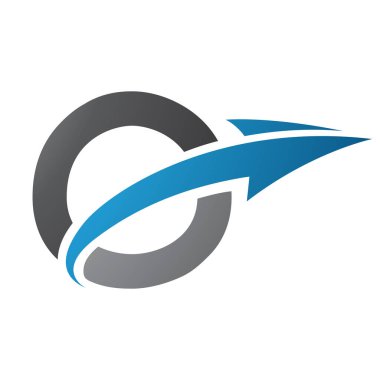 Mavi ve Siyah Büyük Harf O Simgesi Beyaz Arkaplanda Bir Ok