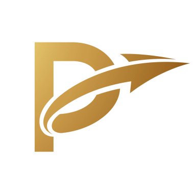 Beyaz Arkaplanda Ok Olan Altın Büyük Harf P Simgesi