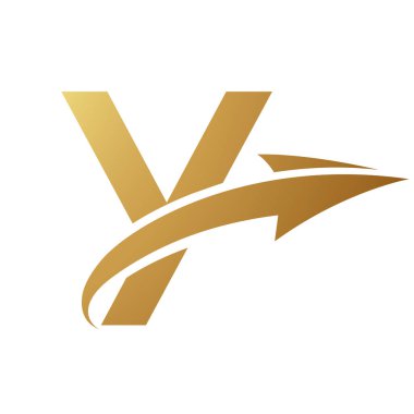 Beyaz Arkaplanda Ok Olan Altın Büyük Harf Y Simgesi