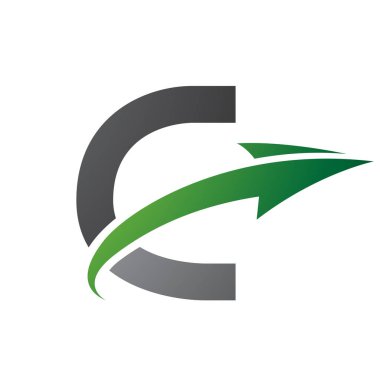 Beyaz Arkaplanda Bir Ok Olan Yeşil ve Siyah Büyük harf C Simgesi