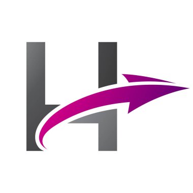 Magenta ve Siyah Büyük Harf H Simgesi Beyaz Arkaplanda Ok