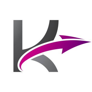 Magenta ve Siyah Büyük Harf K Simgesi Beyaz Arkaplanda Ok