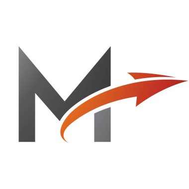 Turuncu ve Siyah Büyük Harf Beyaz Arkaplanlı M Simgesi