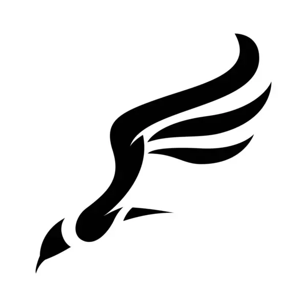 Schwarze Kolibri Ikone Mit Langen Flügeln Auf Weißem Hintergrund — Stockvektor