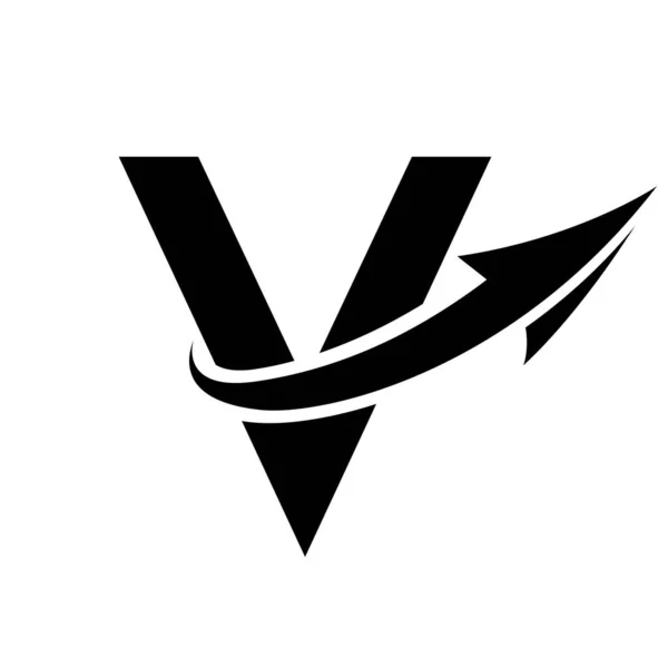 Black Uppercase Letter Icon Arrow White Background — Stock Vector