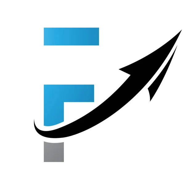 Azul Preto Futurista Carta Ícone Com Uma Seta Sobre Fundo —  Vetores de Stock