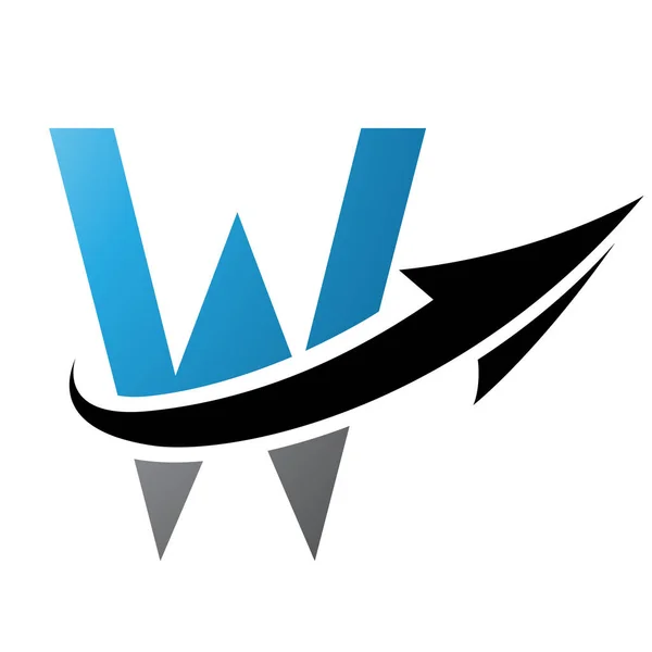 Blue Black Futuristic Letter Icon Arrow White Background — Stock Vector