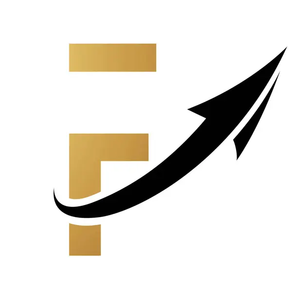 Ouro Preto Futurista Carta Ícone Com Uma Seta Sobre Fundo —  Vetores de Stock