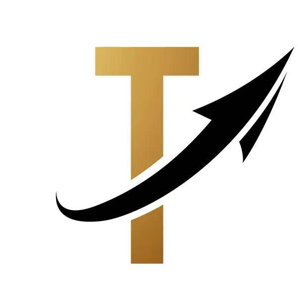 Золотая Черная Футуристическая Буква Икона Стрелкой Белом Фоне — стоковый вектор
