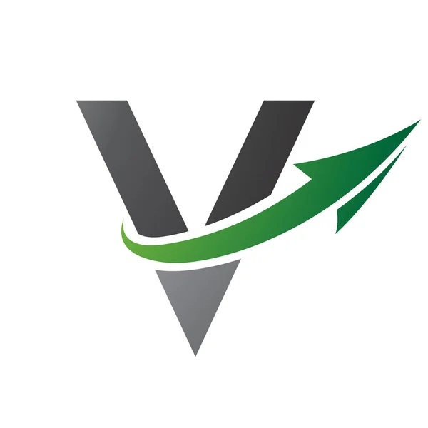 Green Black Uppercase Letter Icon Arrow White Background — Stock Vector