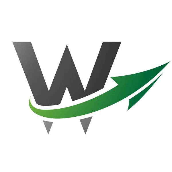Green Black Uppercase Letter Icon Arrow White Background — Stock Vector