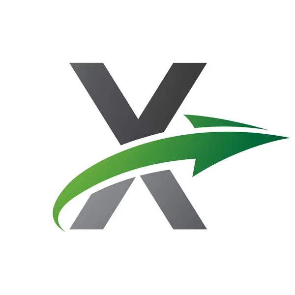 Zelené Černé Velké Písmeno Ikona Šipkou Bílém Pozadí — Stockový vektor