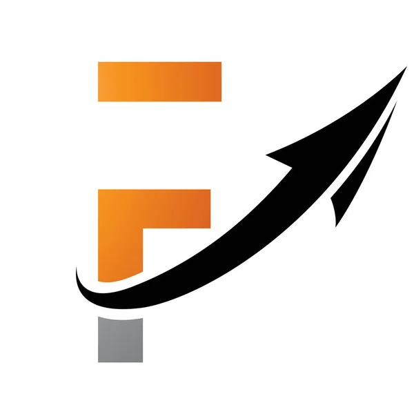 橙色和黑色未来派字母F白色背景箭头图标 — 图库矢量图片