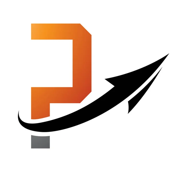 Icône Futuriste Orange Noire Avec Une Flèche Sur Fond Blanc — Image vectorielle
