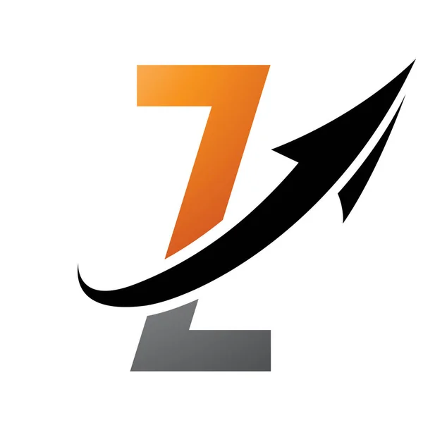Icono Letra Futurista Naranja Negro Con Una Flecha Sobre Fondo — Vector de stock