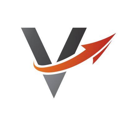 Turuncu ve Siyah Büyük Harf V Simgesi Beyaz Arkaplanda Ok