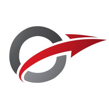 Kırmızı ve Siyah Büyük Harf O Simgesi Beyaz Arkaplanda Bir Ok