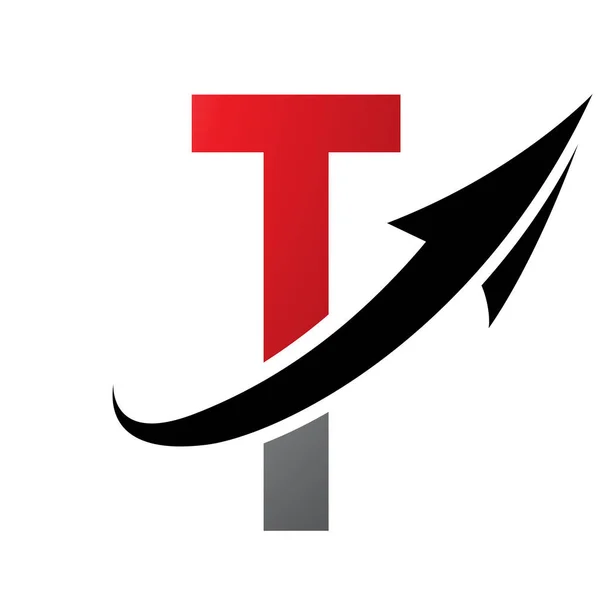 Red Black Futuristic Letter Icon Arrow White Background — Stock Vector