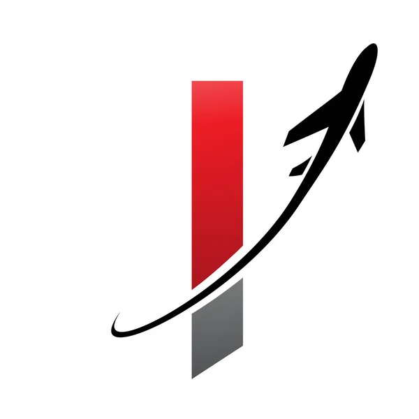 红色和黑色小写字母L Icon与白色背景的飞机 — 图库矢量图片